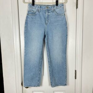 Express Light Wash Denim High Rise Straight Ankle Jeans